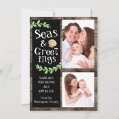 Foto-collage met zee en groeten feestdagenkaart (Voorkant)