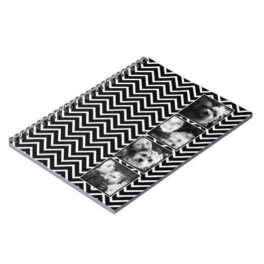 Foto collage met zwart-wit Chevron Pattern Notitieboek (Linkerzijde)