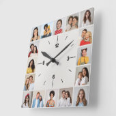 Foto Collage Metallic White Folie Vierkante Klok (Hoek)