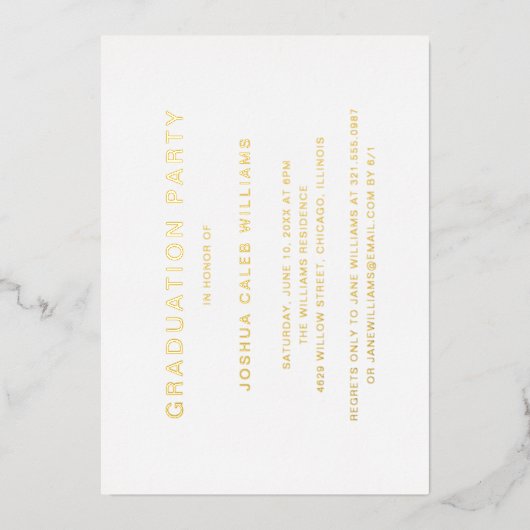 Foto-Collage minimalistisch Graduparty Gold Folie Uitnodiging (Voorkant)