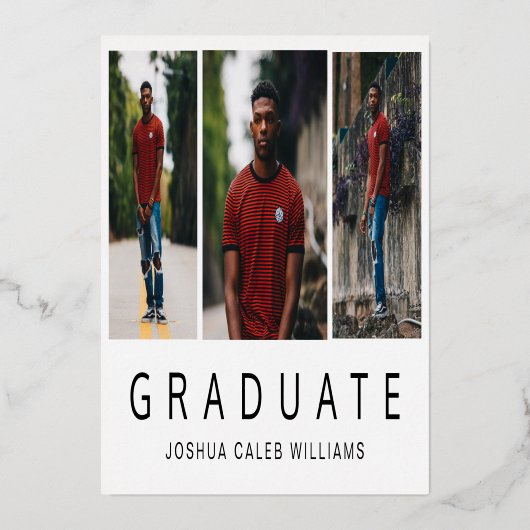 Foto-Collage minimalistisch Graduparty Gold Folie Uitnodiging (Achterkant)