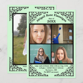 Foto collage mint kant - Afstudeeraankondiging Kaart
