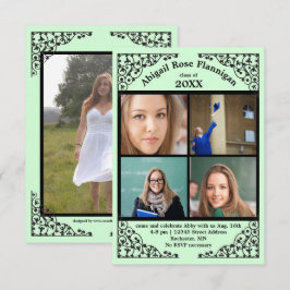 Foto collage Mint Lace - 3x5 afstudeeraankondiging Kaart
