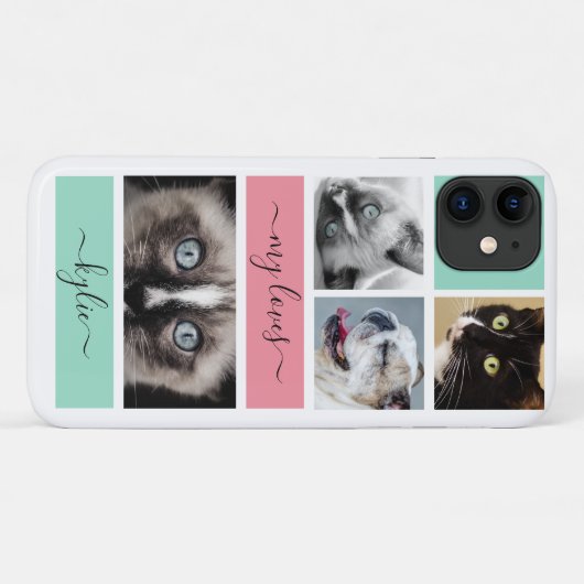 Foto Collage Mint Pink Aangepast Case-Mate iPhone Case (Achterkant (horizontaal))