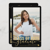 Foto Collage Modern Black Afstuderen Open House Aankondiging (Voorkant / Achterkant)