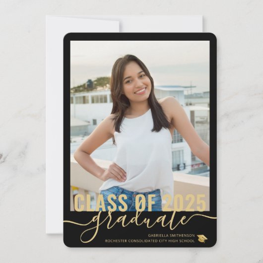 Foto Collage Modern Black Afstuderen Open House Aankondiging (Voorkant)