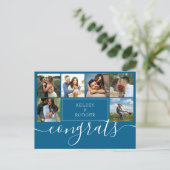 Foto Collage Modern Congrates Blauwgroen Blue Briefkaart (Staand voorkant)