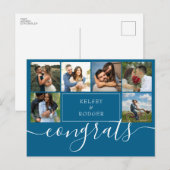 Foto Collage Modern Congrates Blauwgroen Blue Briefkaart (Voorkant / Achterkant)