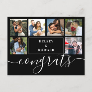 Foto Collage Modern Congrats Black and White Post Briefkaart