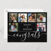 Foto Collage Modern Congrats Black and White Post Briefkaart (Voorkant / Achterkant)