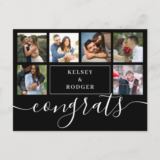 Foto Collage Modern Congrats Black and White Post Briefkaart (Voorkant)