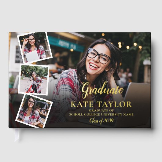 Foto Collage Modern Graduation Party Gastenboek (Voorkant)