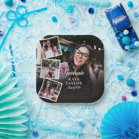 Foto Collage Modern Graduation Party Papieren Bordje (Feest)