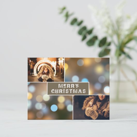 Foto: Collage Modern Holiday Kerstmis Briefkaart (Staand voorkant)