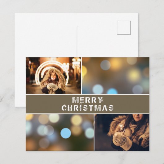 Foto: Collage Modern Holiday Kerstmis Briefkaart (Voorkant / Achterkant)