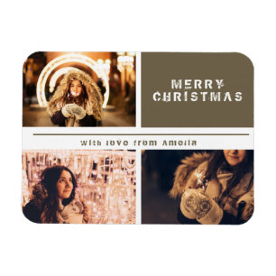 Foto Collage Modern Holiday Merry kerst Magneet