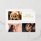 Foto Collage Modern Merry KerstGold Folie Feestdagen Briefkaart (Voorkant / Achterkant)