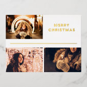 Foto Collage Modern Merry KerstGold Folie Feestdagen Briefkaart (Voorkant)