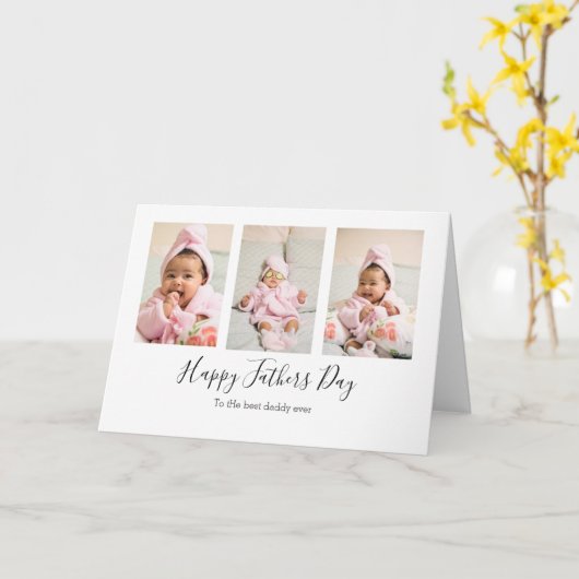 Foto Collage Modern minimalist Fathers Day Card Kaart (Gele Bloem)