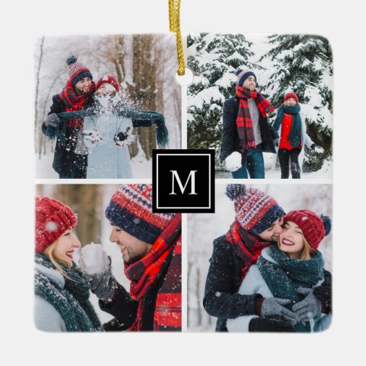 Foto Collage Modern Monogram Keramisch Ornament (Voorkant)