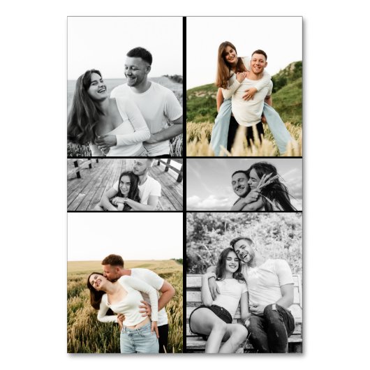 Foto Collage Modern Script Weddenschap Kaart (Achterkant)