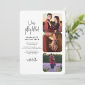 Foto Collage Modern Script Weddenschap Kaart (Staand voorkant)