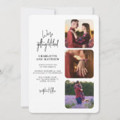 Foto Collage Modern Script Weddenschap Kaart (Voorkant)
