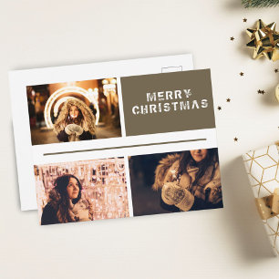 Foto Collage Modern Vakantie Vrolijk Kerstmis Briefkaart
