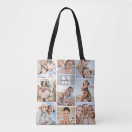 Foto Collage Monogram Afbeelding Tote Bag