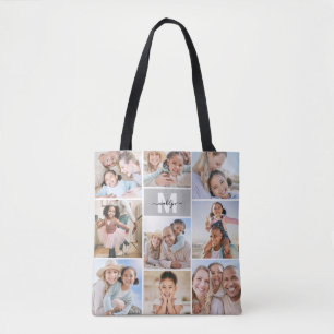 Foto Collage Monogram Afbeelding Tote Bag