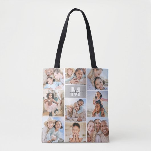 Foto Collage Monogram Afbeelding Tote Bag (Voorkant)