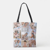 Foto Collage Monogram Afbeelding Tote Bag (Achterkant)