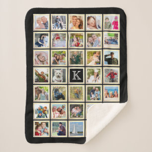Foto Collage Monogram Black Gold Lijst 34 Pics Sherpa Deken