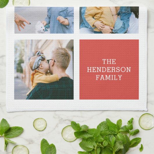 Foto Collage Monogram Modern Kitchen Towel Theedoek (Gevouwen)