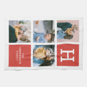 Foto Collage Monogram Modern Kitchen Towel Theedoek (Horizontaal)