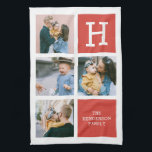 Foto Collage Monogram Modern Kitchen Towel Theedoek<br><div class="desc">Moderne fotocollage met je monogram en naam.</div>