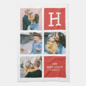 Foto Collage Monogram Modern Kitchen Towel Theedoek (Verticaal)