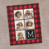 Foto Collage Monogram Red Black Buffalo Pset Fleece Deken
