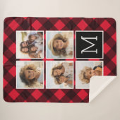Foto Collage Monogram Red Black Buffalo Pset Sherpa Deken (Voorkant (horizontaal))