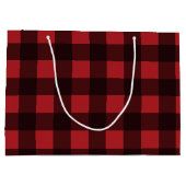 Foto Collage - Monogram Rode Zwarte Buffalo Plaid Groot Cadeauzakje (Achterkant)