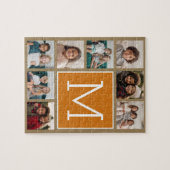 Foto Collage Monogram - Rustiek Kraft en Oranje Legpuzzel (Horizontaal)