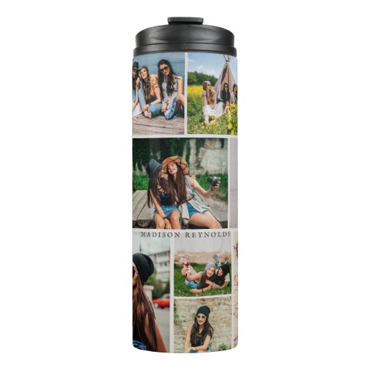 Foto Collage & Monogram Thermosbeker (Voorkant)