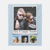 Foto Collage Monogrammen Namen Poeder Blauw medium Fleece Deken (Voorkant)