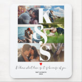 Foto Collage Name Initiaal Couple Gift for Him Muismat (Voorkant)