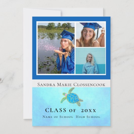 Foto: Collage Nautical Blue Starfish afstuderen An Aankondiging (Voorkant)