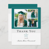 Foto Collage Nautical Green Starfish afstuderen Bedankkaart (Voorkant / Achterkant)