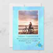 Foto Collage Nautical Zee Turtle Blue Afstuderen Aankondiging (Achterkant)