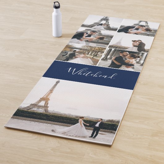 Foto Collage Navy Monogram Modern Yogamat (In situ)