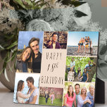 Foto Collage Neutraal Beige Brown Fotoplaat<br><div class="desc">Zeg 18e verjaardag met een gepersonaliseerde fotoplaque. Het fotomalplaatje is opstelling voor u om 7 van uw favoriete foto's toe te voegen die in een fotocollage rond de verjaardaggroet worden getoond. De formulering luidt "Happy 18th Birthday" in casual typografie. "18e" is eigenlijk bewerkbaar als je dit voor een andere verjaardag...</div>