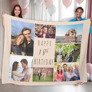 Foto collage Neutraal beige Fleece Deken
